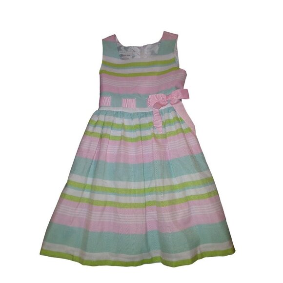 BONNIE JEAN Girl’s Size 6 Pastel Striped Sleeveless Dress - Picture 1 of 5